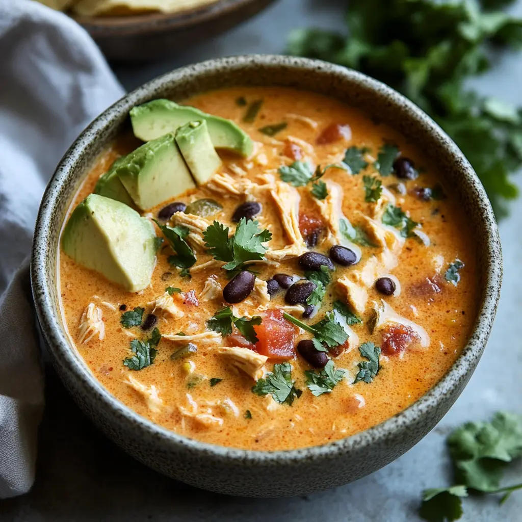 Creamy Chicken Enchilada Soup Comfort Food Made Easy 6 Ingredients for creamy chicken enchilada soup arranged neatly on a kitchen counter