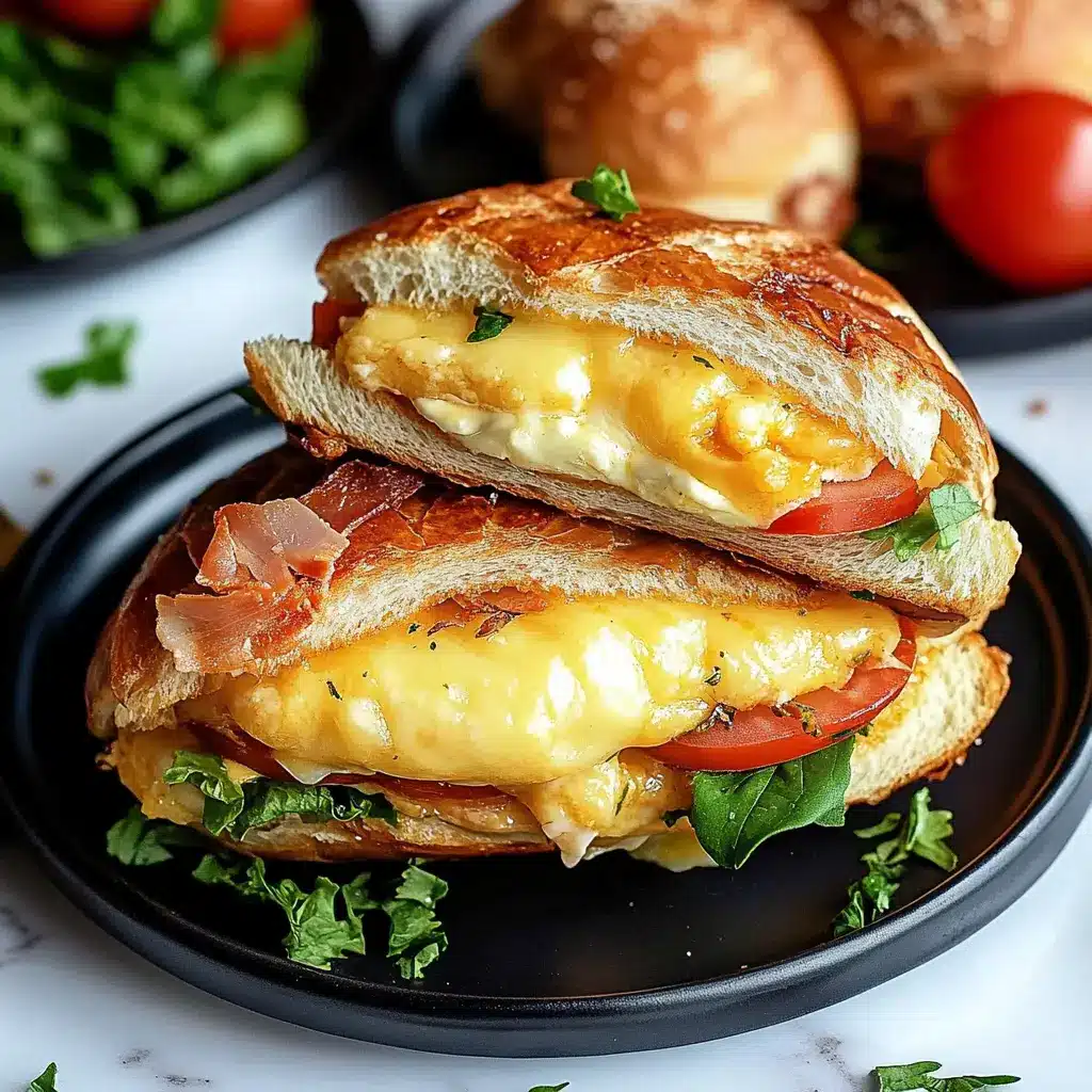 CROISSANT BREAKFAST SANDWICHES hero image, centered with clean and uncluttered presentation