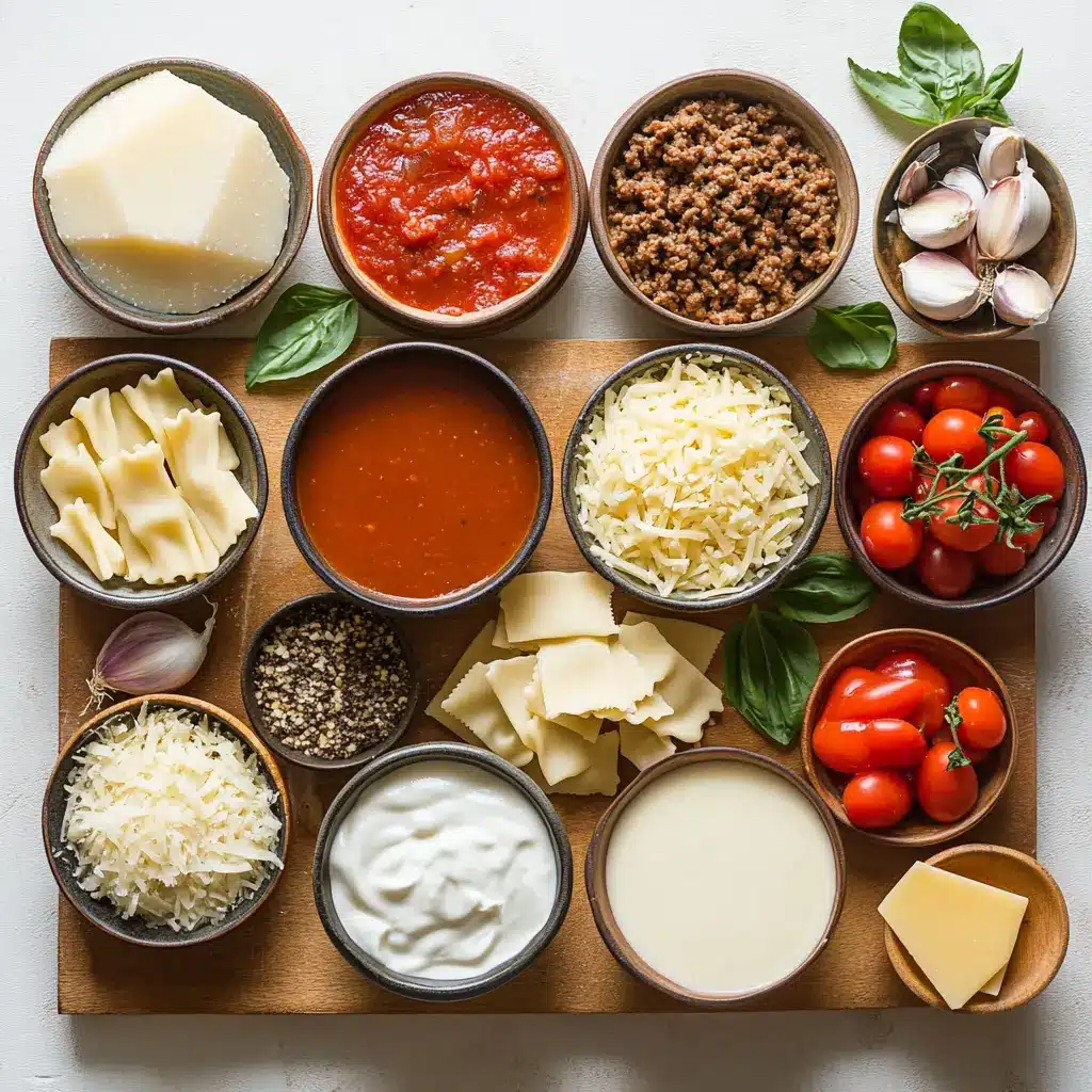 EASY CREAMY LASAGNA SOUP centered hero view, clean and uncluttered