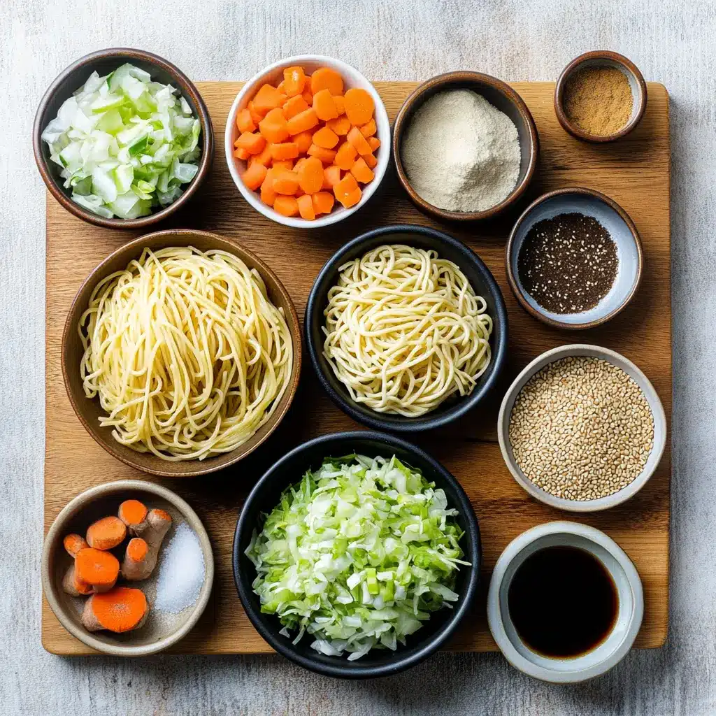 Easy One Pot Teriyaki Noodles Recipe for Quick Dinners 6 Ingredients for EASY ONE POT TERIYAKI NOODLES RECIPE on a clean kitchen counter