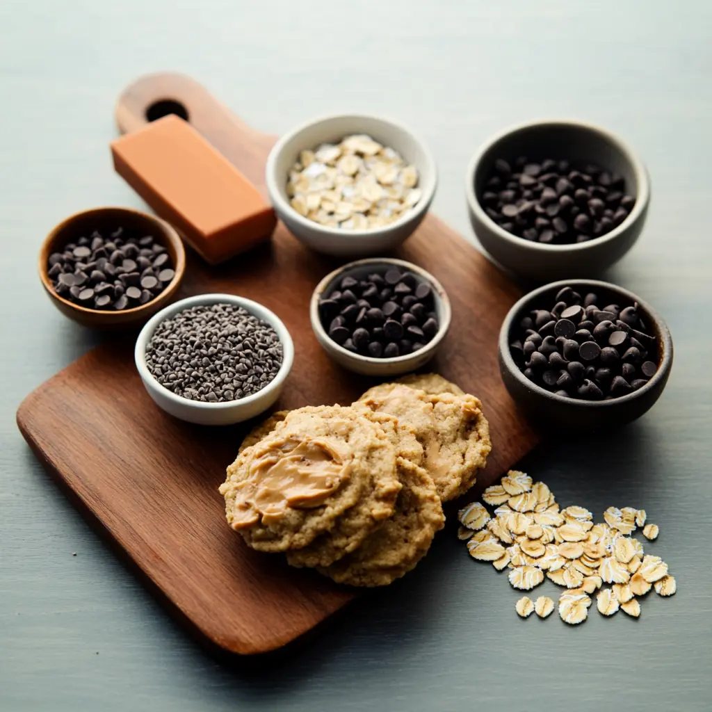 Ingredient Oatmeal Cookies Healthy and Irresistible 6 Close-up of ingredient oatmeal cookies arranged cleanly and simply