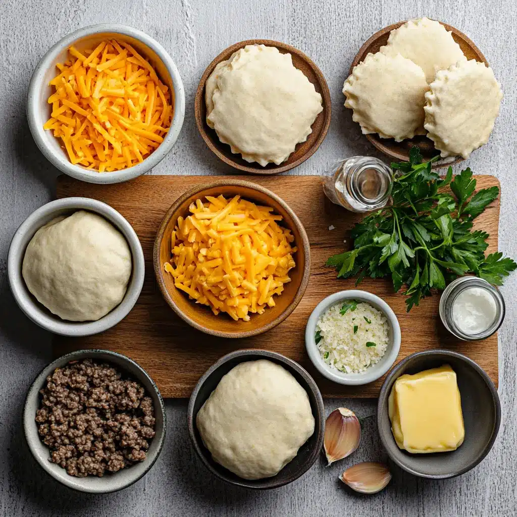 Irresistible Garlic Parmesan Cheeseburger Bombs Recipe 6 IRRESISTIBLE GARLIC PARMESAN CHEESEBURGER BOMBS centered hero view, clean and uncluttered