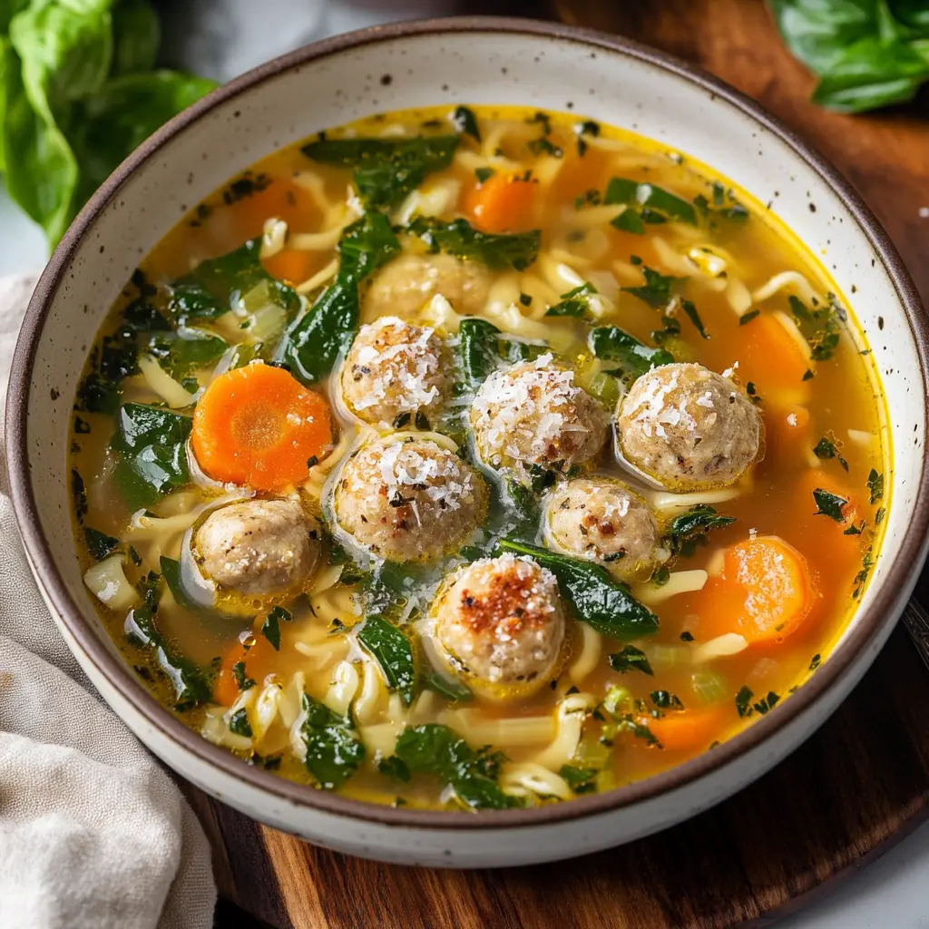Ingredients for Italian Wedding Soup displayed neatly on a clean surface