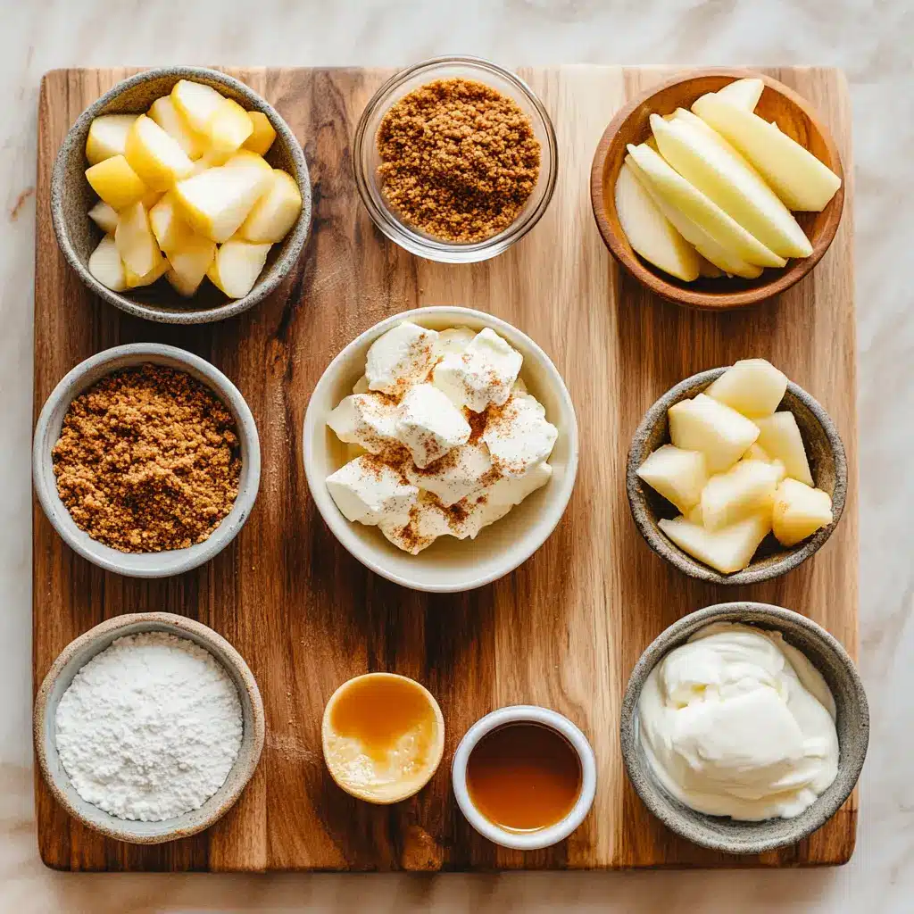 NO BAKE APPLE PIE CHEESECAKE centered hero view, clean and uncluttered