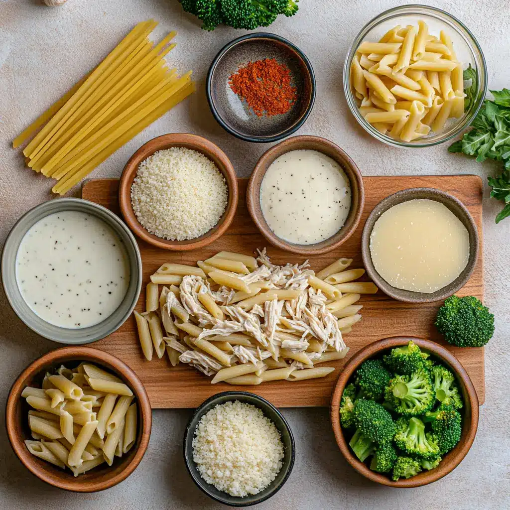 Rotisserie Chicken Broccoli Pasta: Easy and Delicious Recipe 6 ROTISSERIE CHICKEN BROCCOLI PASTA centered hero view, clean and uncluttered