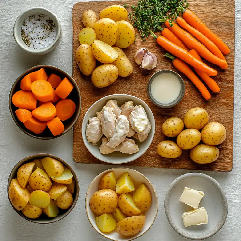 Slow Cooker Butter Chicken and Veggies Easy Recipe 6 SLOW COOKER BUTTER CHICKEN AND VEGGIES centered hero view, clean and uncluttered