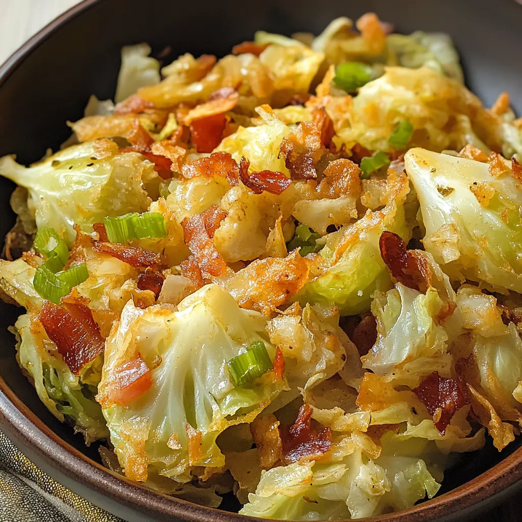 Southern Fried Cabbage for an Irresistible Dinner 6 Fresh ingredients for Southern Fried Cabbage displayed neatly