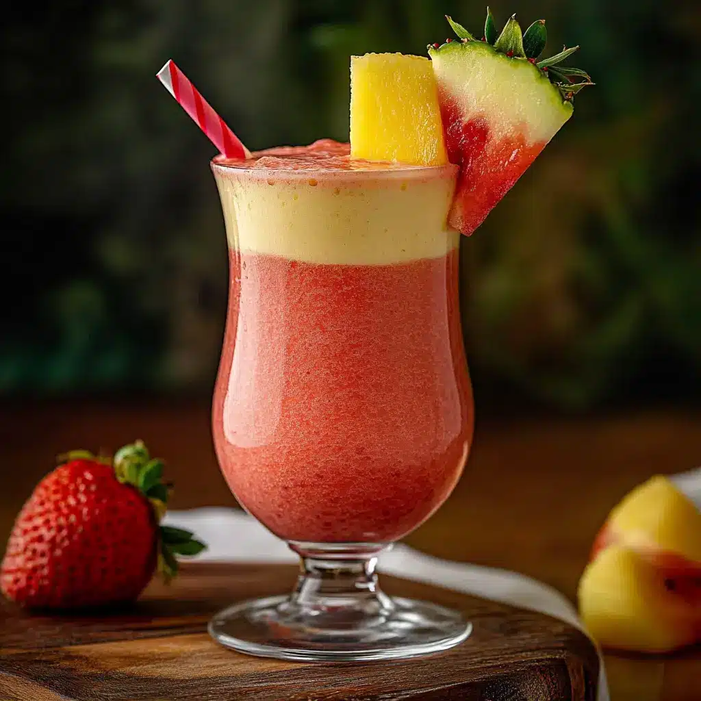 Strawberry Pina Colada ingredients laid out neatly