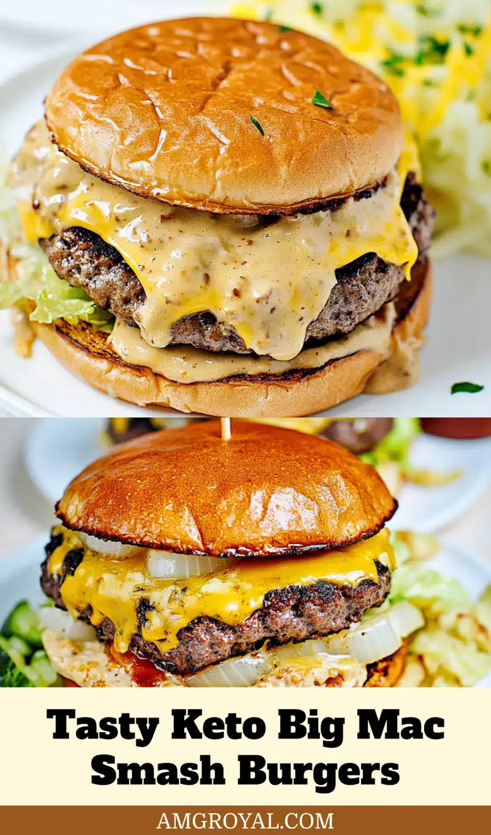 KETO BIG MAC SMASH BURGERS centered hero view, clean and uncluttered_pin