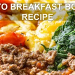 KETO BREAKFAST BOWL RECIPE centered hero view, clean and uncluttered