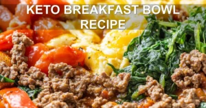 KETO BREAKFAST BOWL RECIPE centered hero view, clean and uncluttered