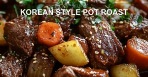 Korean Style Pot Roast Recipe Easy and Delicious KOREAN STYLE POT ROAST centered hero view, clean and uncluttered