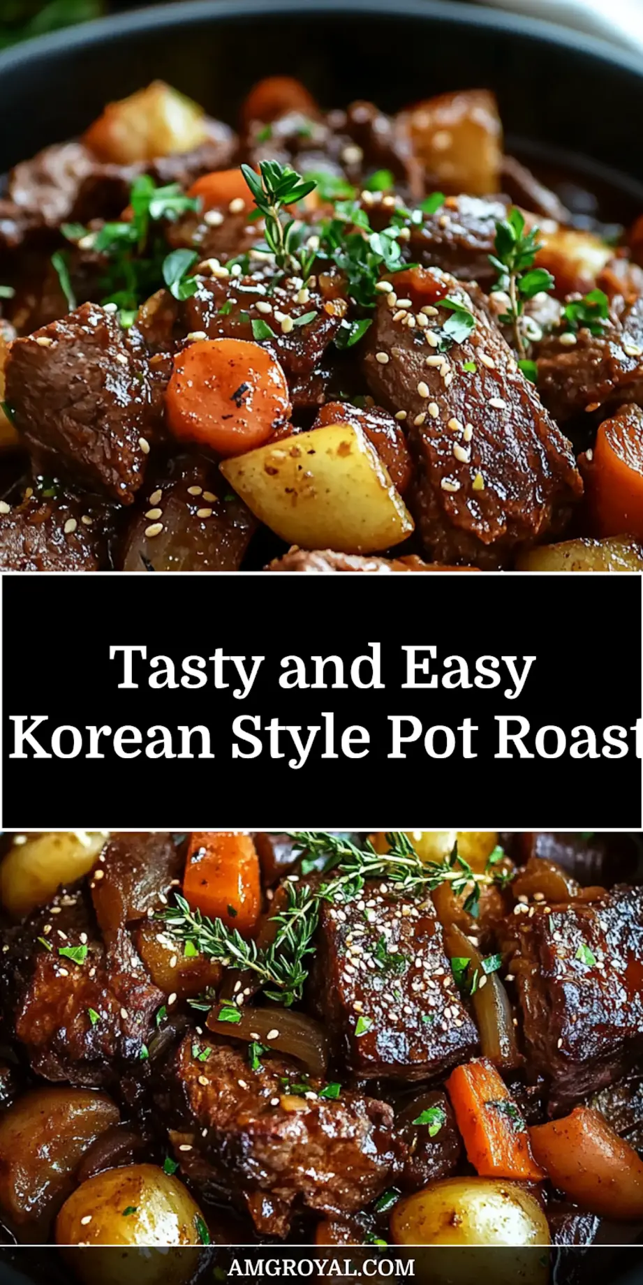 Korean Style Pot Roast Recipe Easy and Delicious 7 Korean style pot roast displayed on a serving platter with garnish