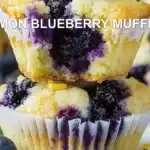 LEMON BLUEBERRY MUFFINS centered hero view, clean and uncluttered
