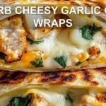 LOW CARB CHEESY GARLIC CHICKEN WRAPS centered hero view, clean and uncluttered