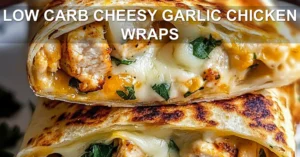 Low Carb Cheesy Garlic Chicken Wraps: Easy and Delicious LOW CARB CHEESY GARLIC CHICKEN WRAPS centered hero view, clean and uncluttered