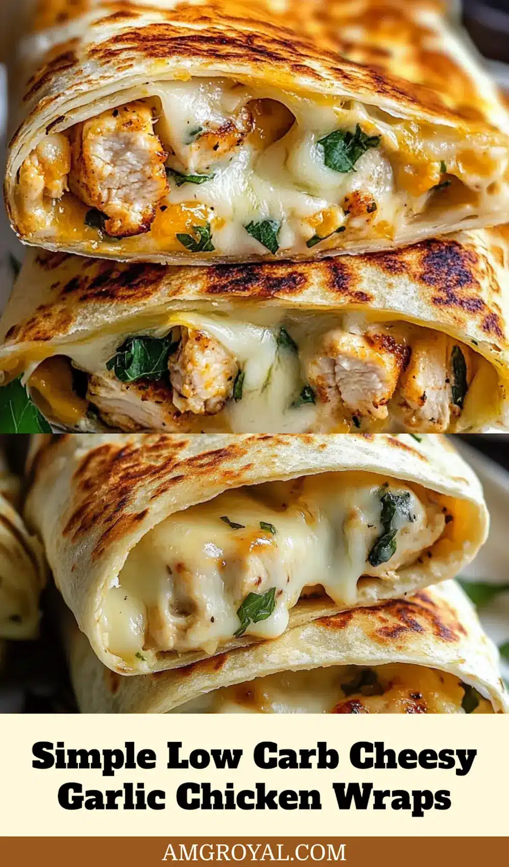 Low Carb Cheesy Garlic Chicken Wraps: Easy and Delicious 7 Low Carb Cheesy Garlic Chicken Wraps ready to serve on a plate, showcasing melted cheese and fresh herbs