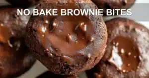 NO BAKE BROWNIE BITES centered hero view, clean and uncluttered