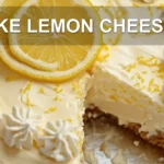 NO BAKE LEMON CHEESECAKE centered hero view, clean and uncluttered