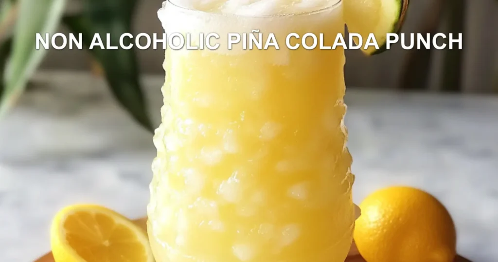 NON ALCOHOLIC PIÑA COLADA PUNCH centered hero view, clean and uncluttered
