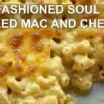 OLD FASHIONED SOUL FOOD BAKED MAC AND CHEESE centered hero view, clean and uncluttered