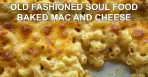 Old Fashioned Soul Food Baked Mac and Cheese Recipe OLD FASHIONED SOUL FOOD BAKED MAC AND CHEESE centered hero view, clean and uncluttered