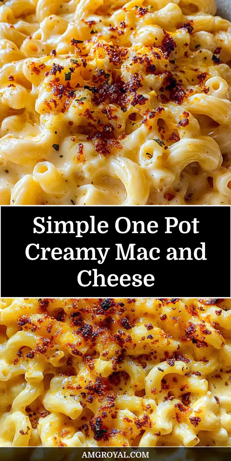 One Pot Creamy Mac and Cheese Easy and Delicious 7 Close-up of creamy one pot mac and cheese with golden cheese pull