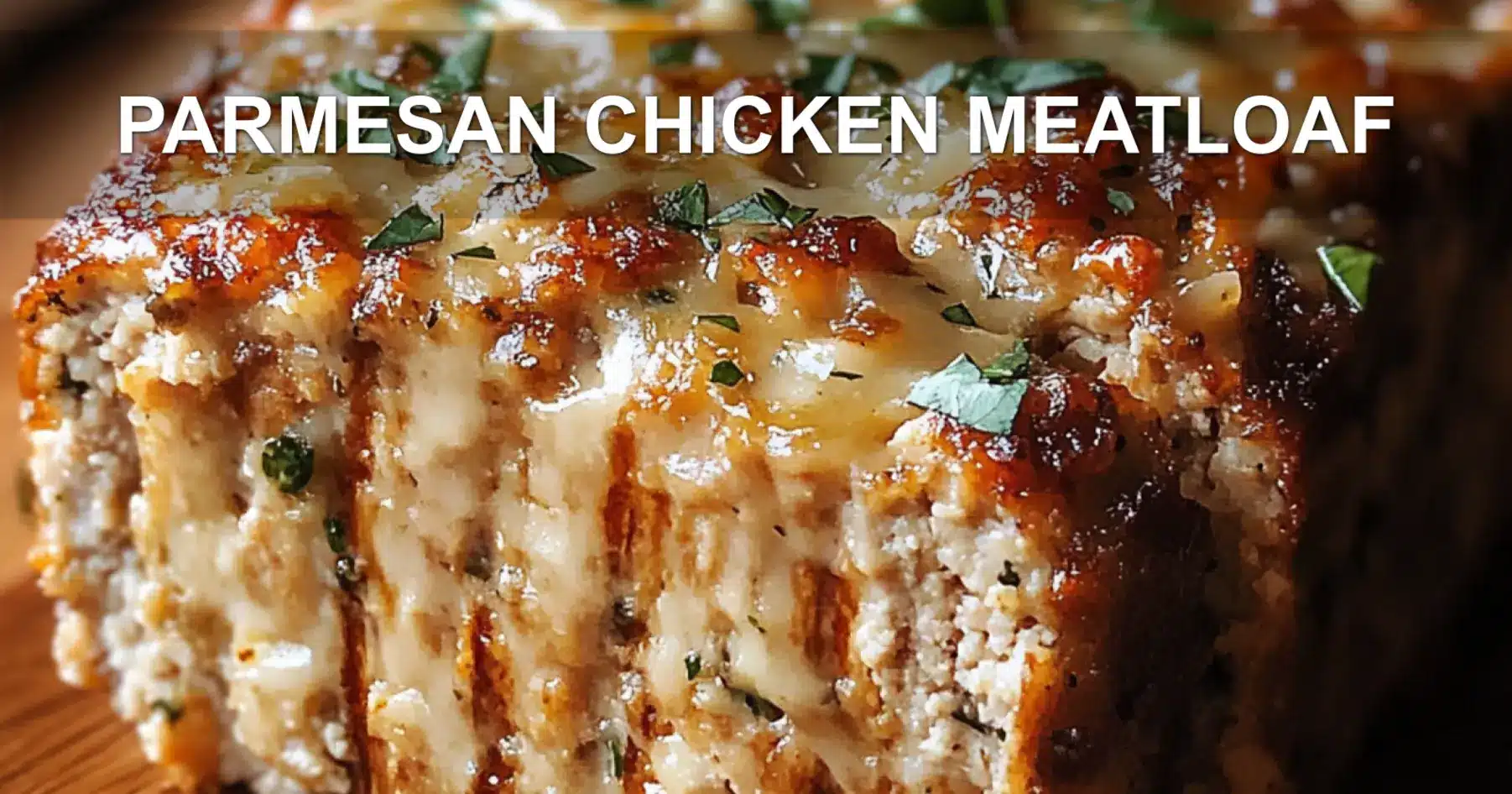 PARMESAN CHICKEN MEATLOAF centered hero view, clean and uncluttered