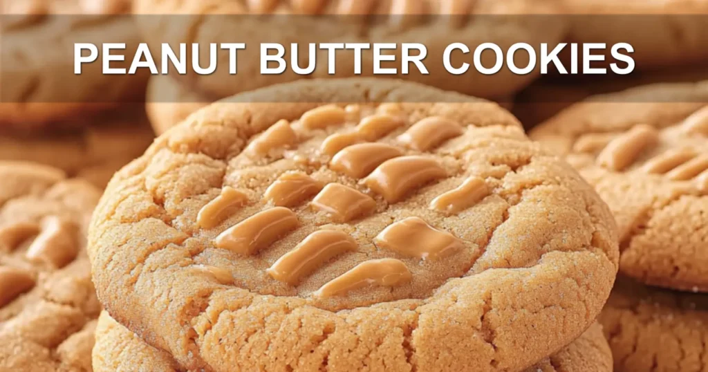 PEANUT BUTTER COOKIES centered hero view, clean and uncluttered