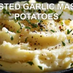 ROASTED GARLIC MASHED POTATOES centered hero view, clean and uncluttered