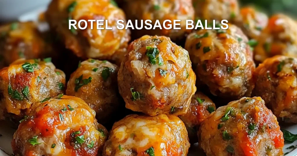 ROTEL SAUSAGE BALLS centered hero view, clean and uncluttered