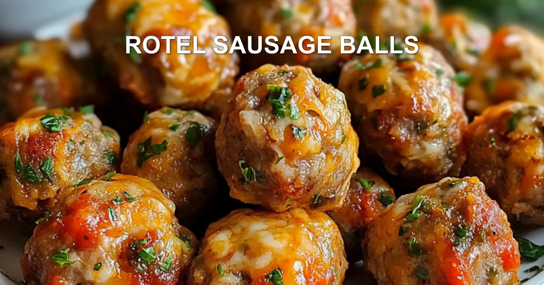 ROTEL SAUSAGE BALLS centered hero view, clean and uncluttered