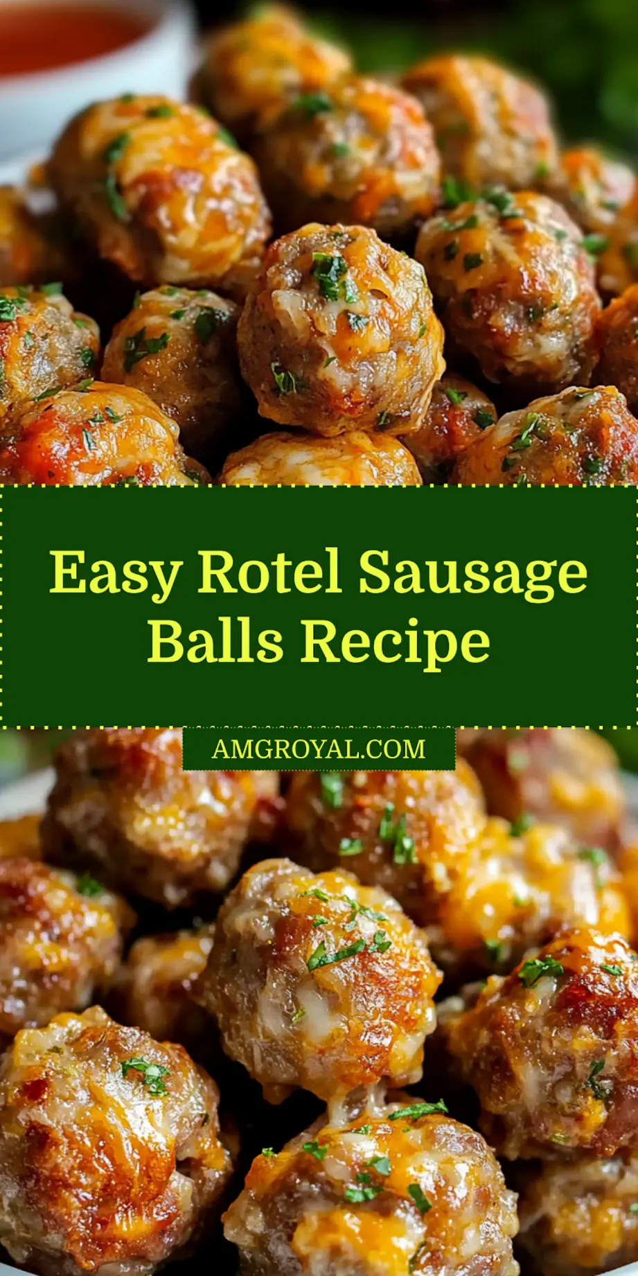 Close-up of freshly baked Rotel sausage balls