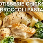 ROTISSERIE CHICKEN BROCCOLI PASTA centered hero view, clean and uncluttered