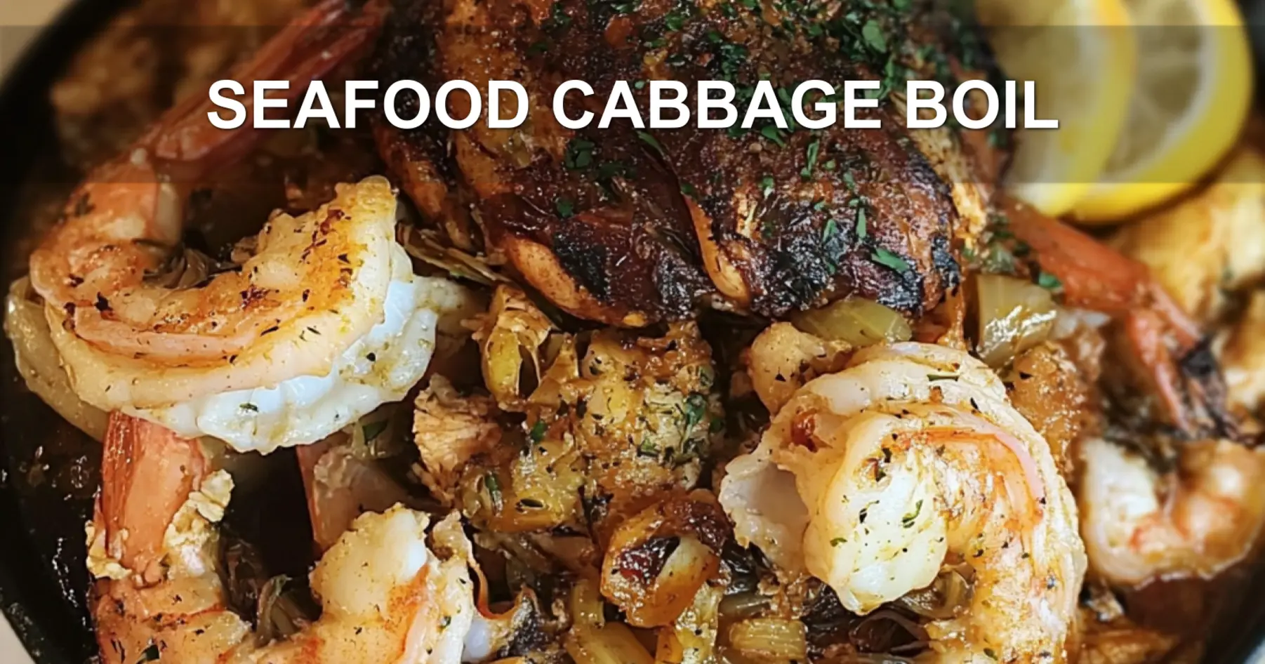 SEAFOOD CABBAGE BOIL centered hero view, clean and uncluttered