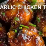 SOY GARLIC CHICKEN THIGHS centered hero view, clean and uncluttered