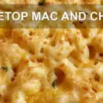 STOVETOP MAC AND CHEESE centered hero view, clean and uncluttered