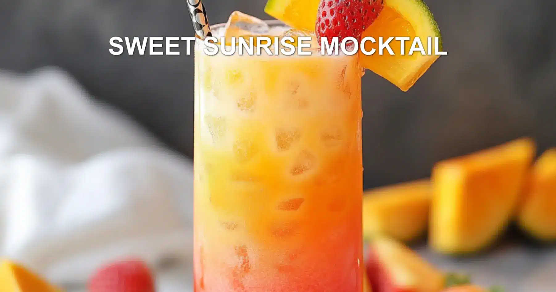 SWEET SUNRISE MOCKTAIL centered hero view, clean and uncluttered