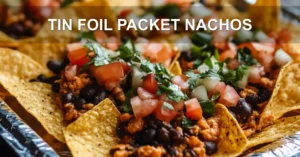 Tin-Foil-Packet Nachos: Quick & Delicious Party Snack TIN FOIL PACKET NACHOS centered hero view, clean and uncluttered