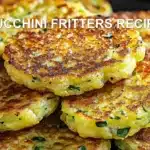 ZUCCHINI FRITTERS RECIPE centered hero view, clean and uncluttered