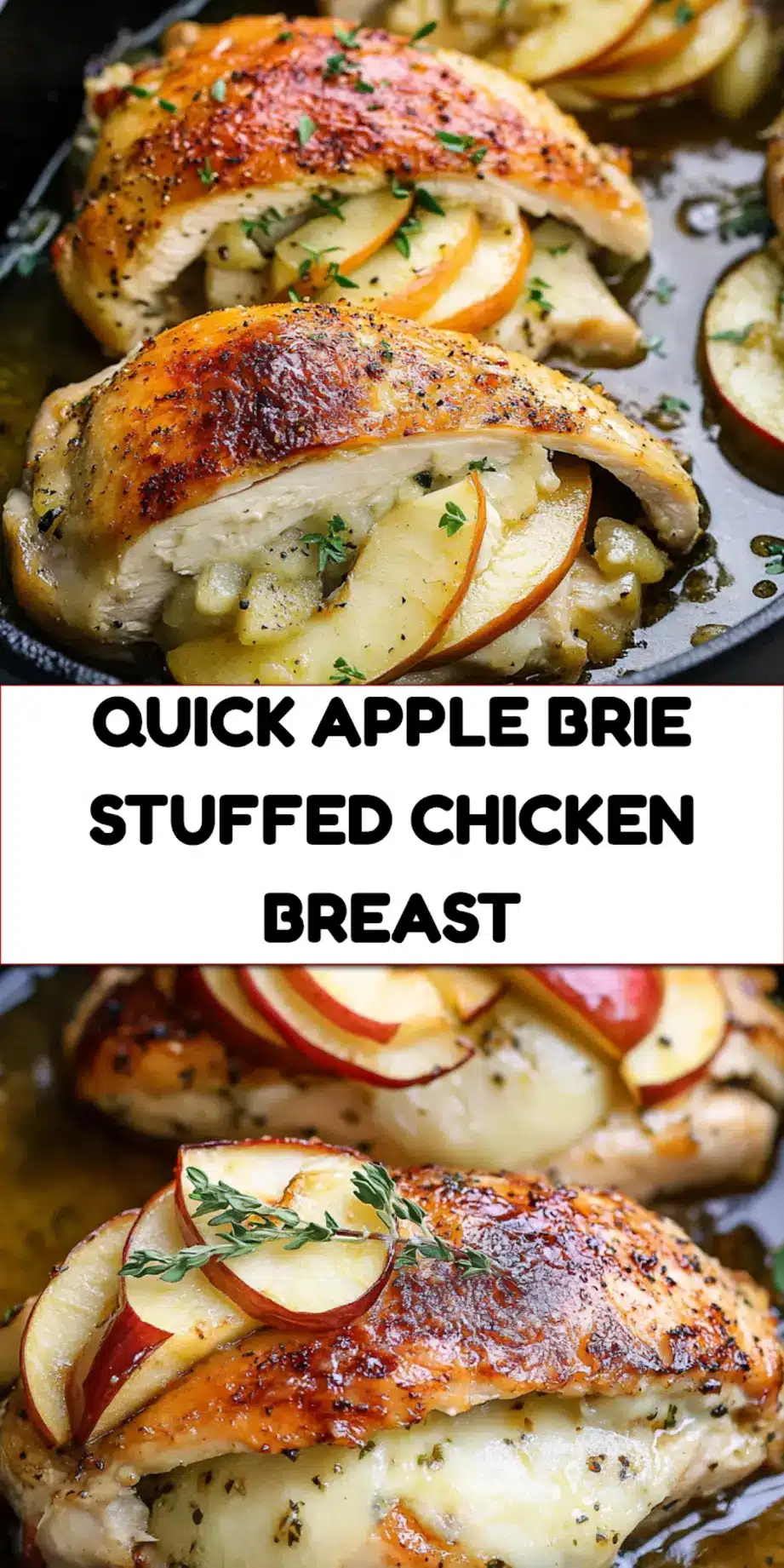 APPLE AND BRIE STUFFED CHICKEN BREAST centered hero view, clean and uncluttered_pin