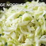 CABBAGE NOODLES LOW CARB KETO NOODLES centered hero view, clean and uncluttered