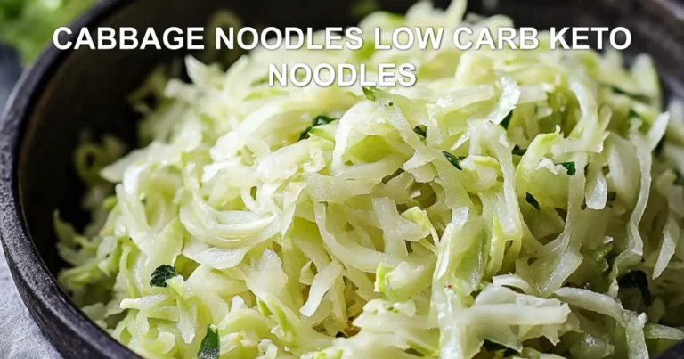 CABBAGE NOODLES LOW CARB KETO NOODLES centered hero view, clean and uncluttered