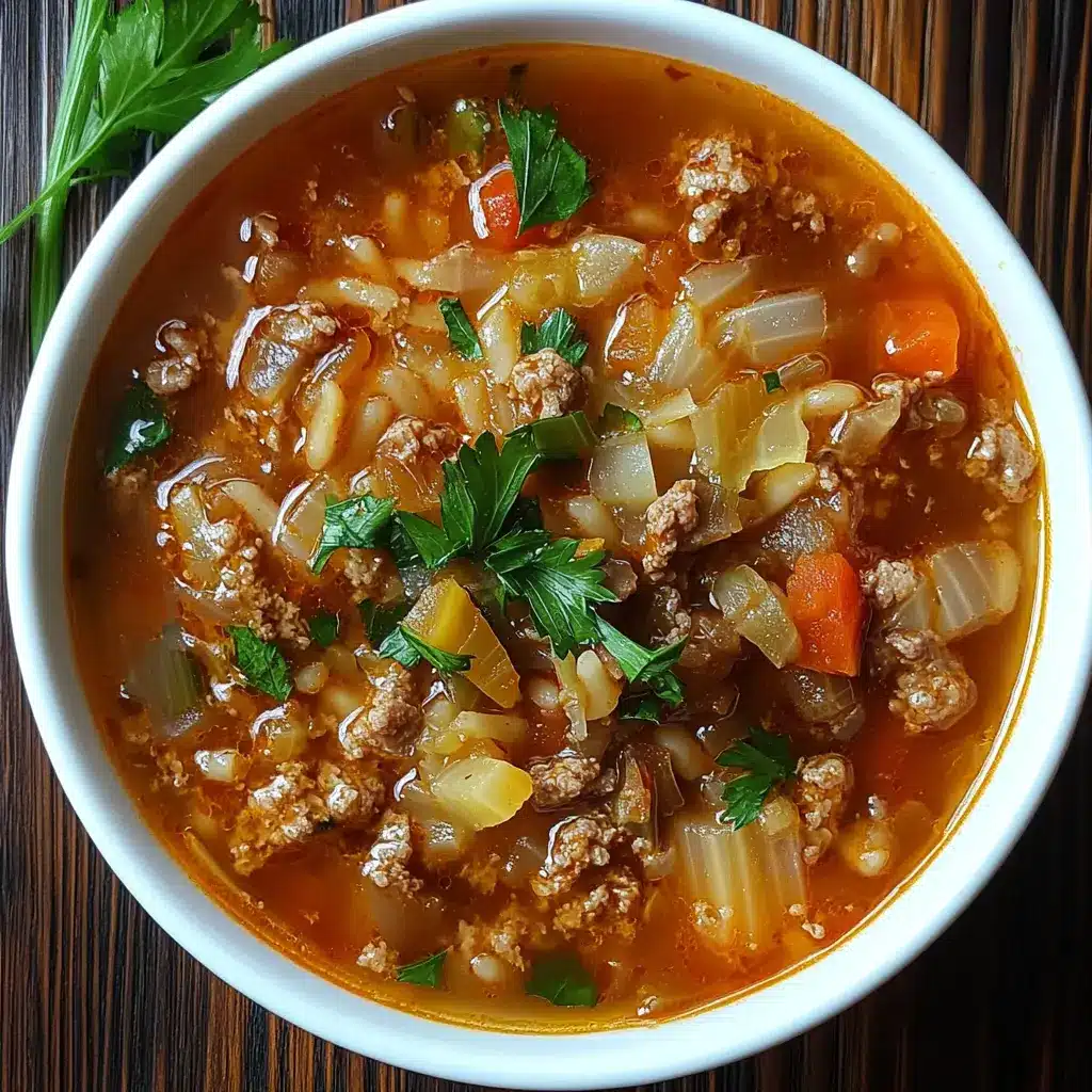 CABBAGE ROLL SOUP centered hero view, clean and uncluttered