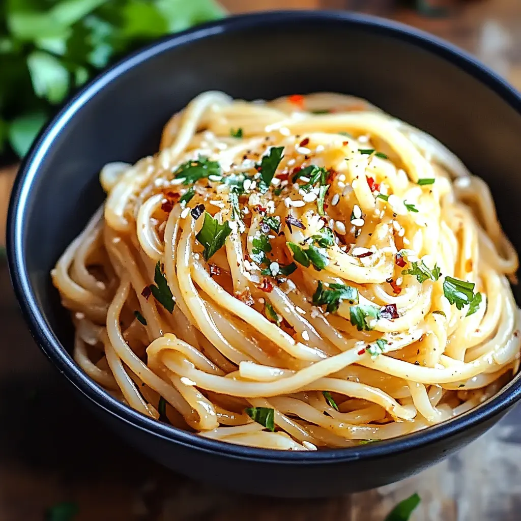 CHILI GARLIC NOODLES centered hero view, clean and uncluttered