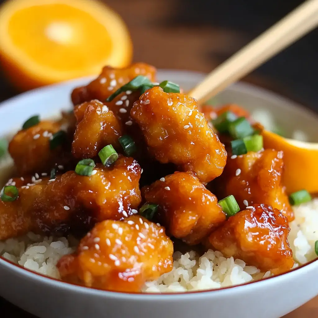 Chinese Orange Chicken recipe hero image showing a clean and uncluttered presentation