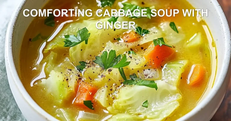 COMFORTING CABBAGE SOUP WITH GINGER centered hero view, clean and uncluttered