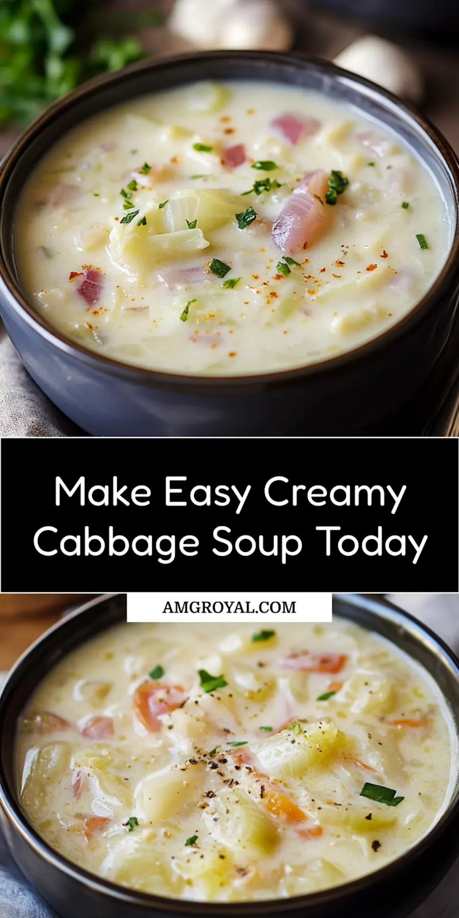Creamy Cabbage Soup: Easy Delicious Comfort Recipe 7 Creamy cabbage soup served in a bowl, garnished with fresh parsley