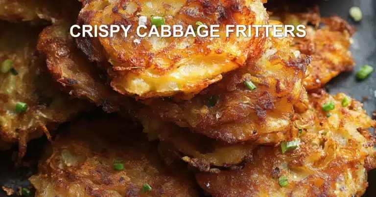 CRISPY CABBAGE FRITTERS centered hero view, clean and uncluttered