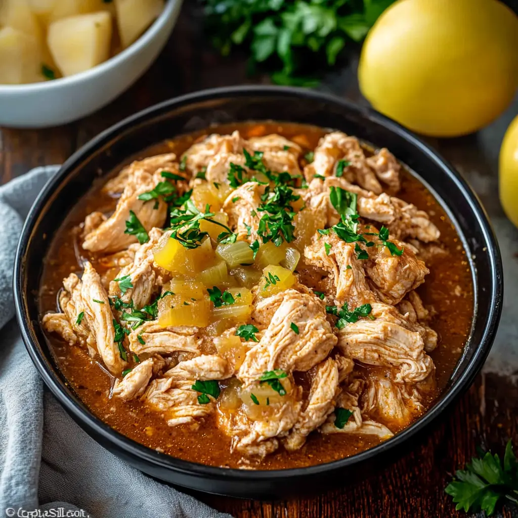 CROCKPOT MISSISSIPPI CHICKEN centered hero view, clean and uncluttered